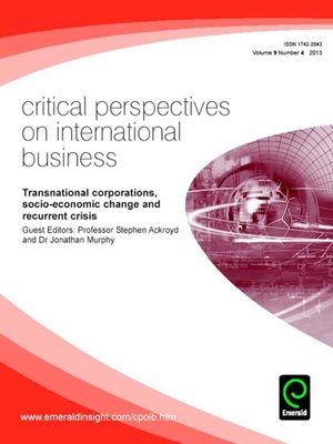 cover image of Critical Perspectives on International Business, Volume 9, Issue 4
